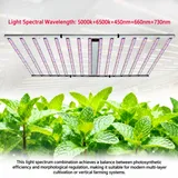 Foldable LED Bar Grow Light Series – 400W to 1500W - Fixture hanging above mint plants with spectrum wavelength text