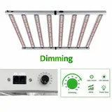 Foldable LED Bar Grow Light Series – 720W / 800W / 1200W - Dimming knob close-up with fixture front view and dimming icons