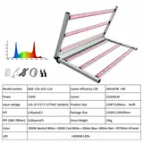 Foldable LED Bar Grow Light Series – 400W to 1500W - Fixture partially folded with spectrum chart and spec table