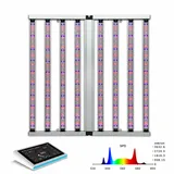 Foldable LED Bar Grow Light Series – 400W to 1100W - Fixture front view with control tablet and spectrum chart
