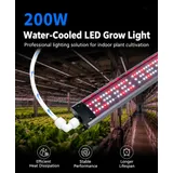 Greenhouse Top Grow Light Series – 60W to 800W - Water-cooled fixture lit red over lettuce with 200w banner