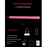 Intercanopy & Under Canopy Grow Light Series – 120W / 150W - Fixture dimensions diagram with accessories list on black