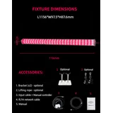150W Intercanopy & Under Canopy Grow Light - Fixture dimensions diagram with accessories list on black