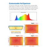 Quantum Board Grow Light Series – 100W to 480W - Spectrum chart with ppfd coverage heatmaps at heights